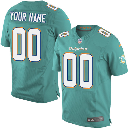 Men's Elite Nike Jersey Aqua Green Home - Customized NFL Miami Dolphins